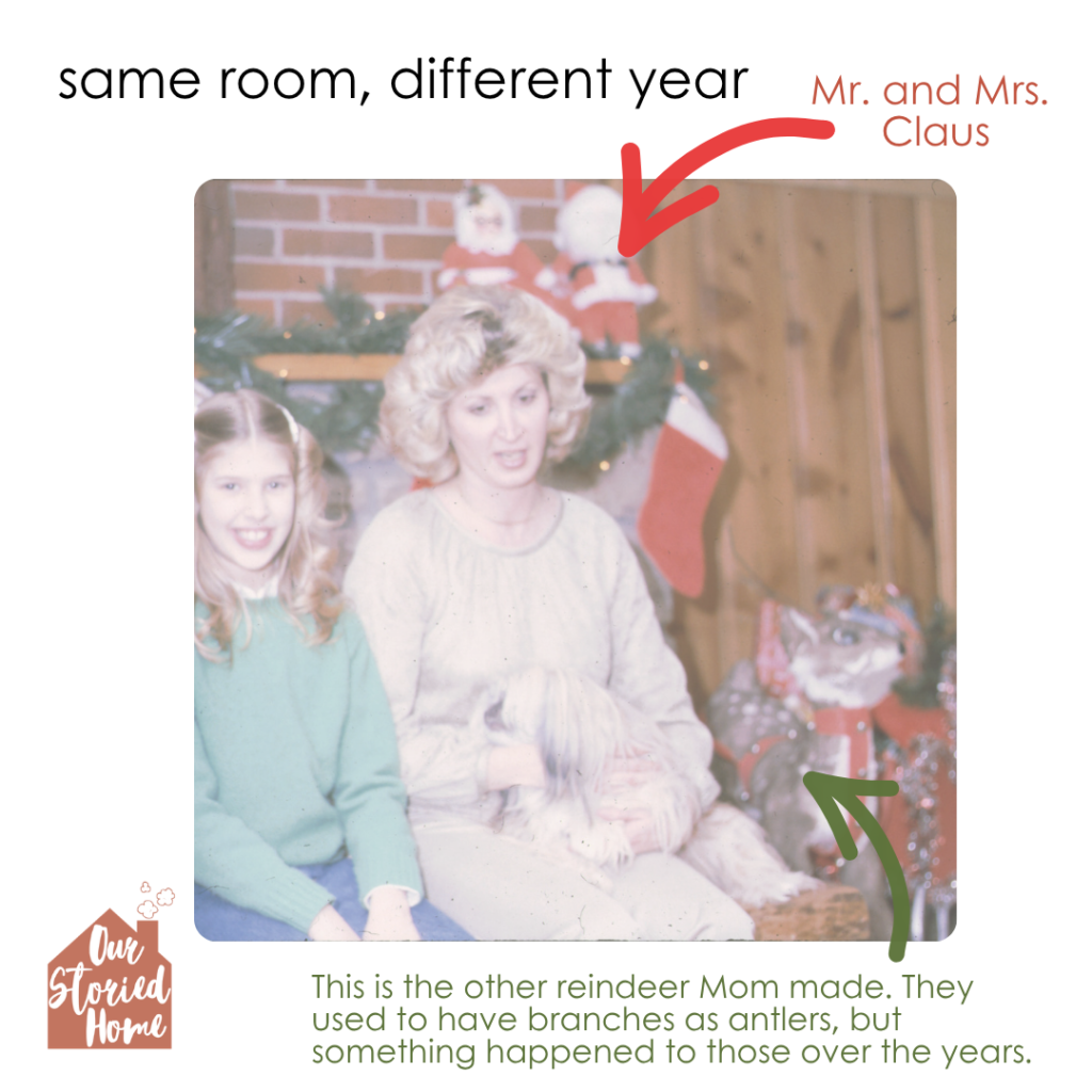 My mother and me at Christmas in the 1980s