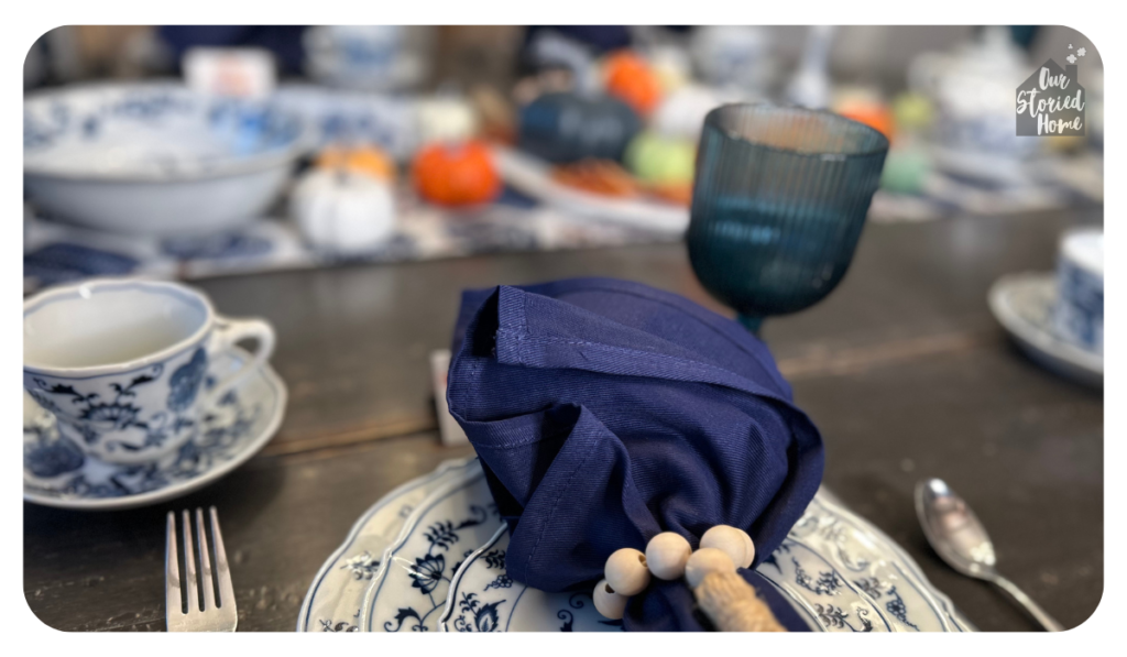 Thanksgiving-table-with blue-dishes